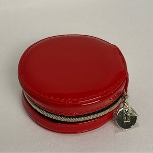 YSL Yves Saint Laurent Red Round Coin Purse with Zipper